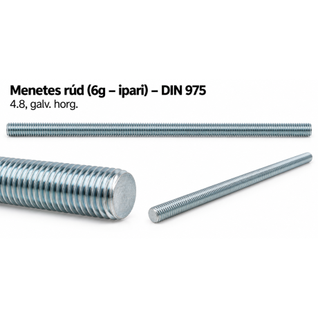 Menetes rúd (6g – ipari) – DIN 975, 4.8, galv. horg.