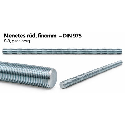 Menetes rúd, finomm. – DIN 975, 8.8, galv. horg.