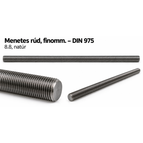 Menetes rúd, finomm. – DIN 975, 8.8, natúr