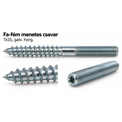 Fa-fém menetes csavar – Tx15, galv. horg.