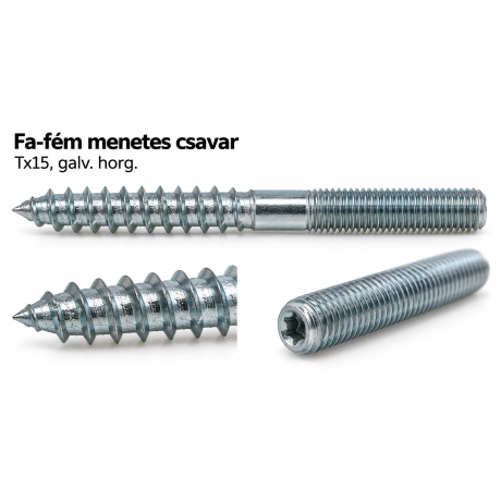 Fa-fém menetes csavar – Tx15, galv. horg.