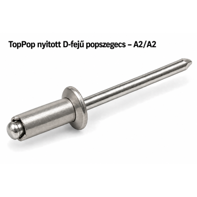 TopPop nyitott D-fejű popszegecs – A2/A2