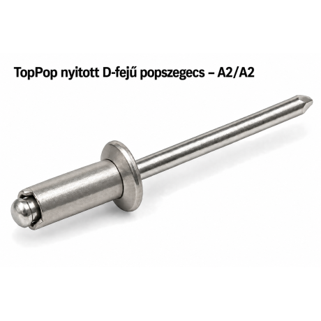 TopPop nyitott D-fejű popszegecs – A2/A2