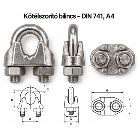 Kötélszorító bilincs – DIN 741, A4