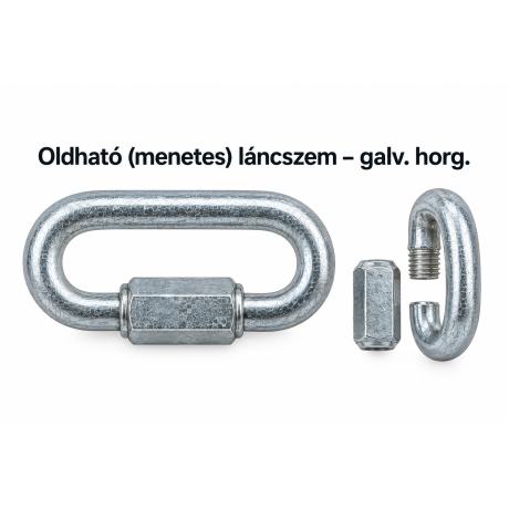 Oldható (menetes) láncszem – galv. horg.